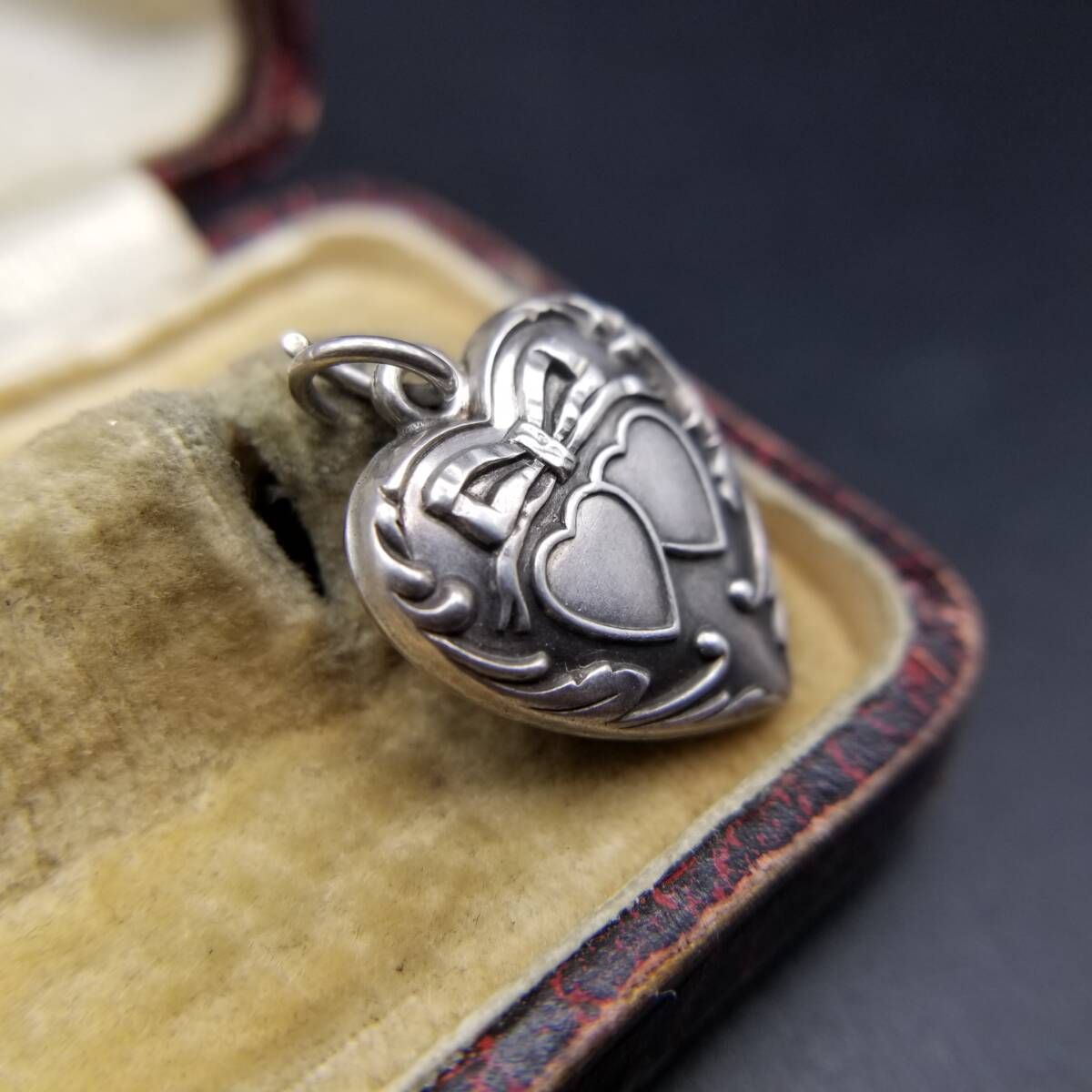 WWII期 ヴィンテージ スウィートハートジュエリー ダブルハート リボン