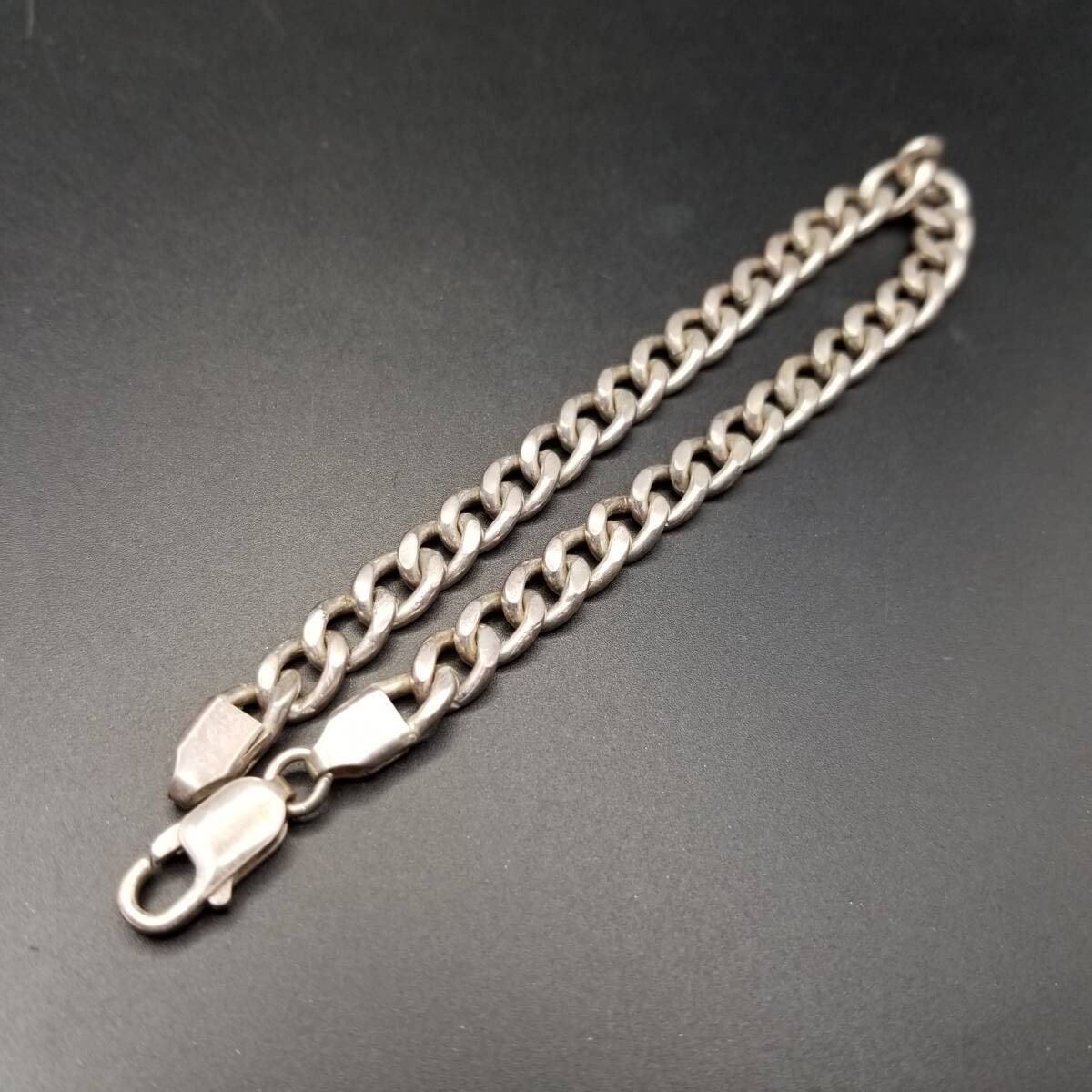 シンプル 喜平チェーン 925 シルバー ヴィンテージ ブレスレット 銀 スタイリッシュ 大きいサイズ Cyprus ホールマーク Y24-Z