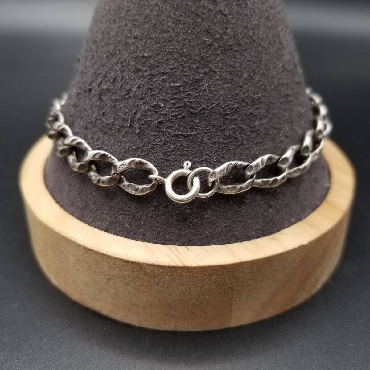  スタンプワーク エッチング マンテルチェーン 925 シルバー ヴィンテージ ブレスレット 銀 スタイリッシュ メンズジュエリー Y 25 F ブレスレット アクセサリー