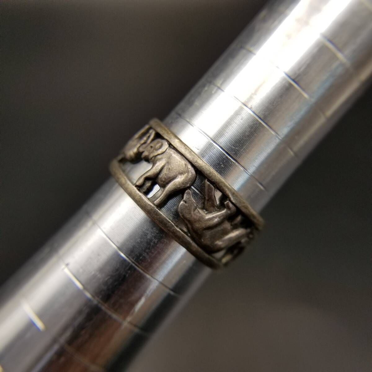 Waldeck Jewelers 野生の動物たち 925 シルバー ヴィンテージ バンド リング 幅広 銀 指輪 レトロ オープンワーク 存在感 Y25-B