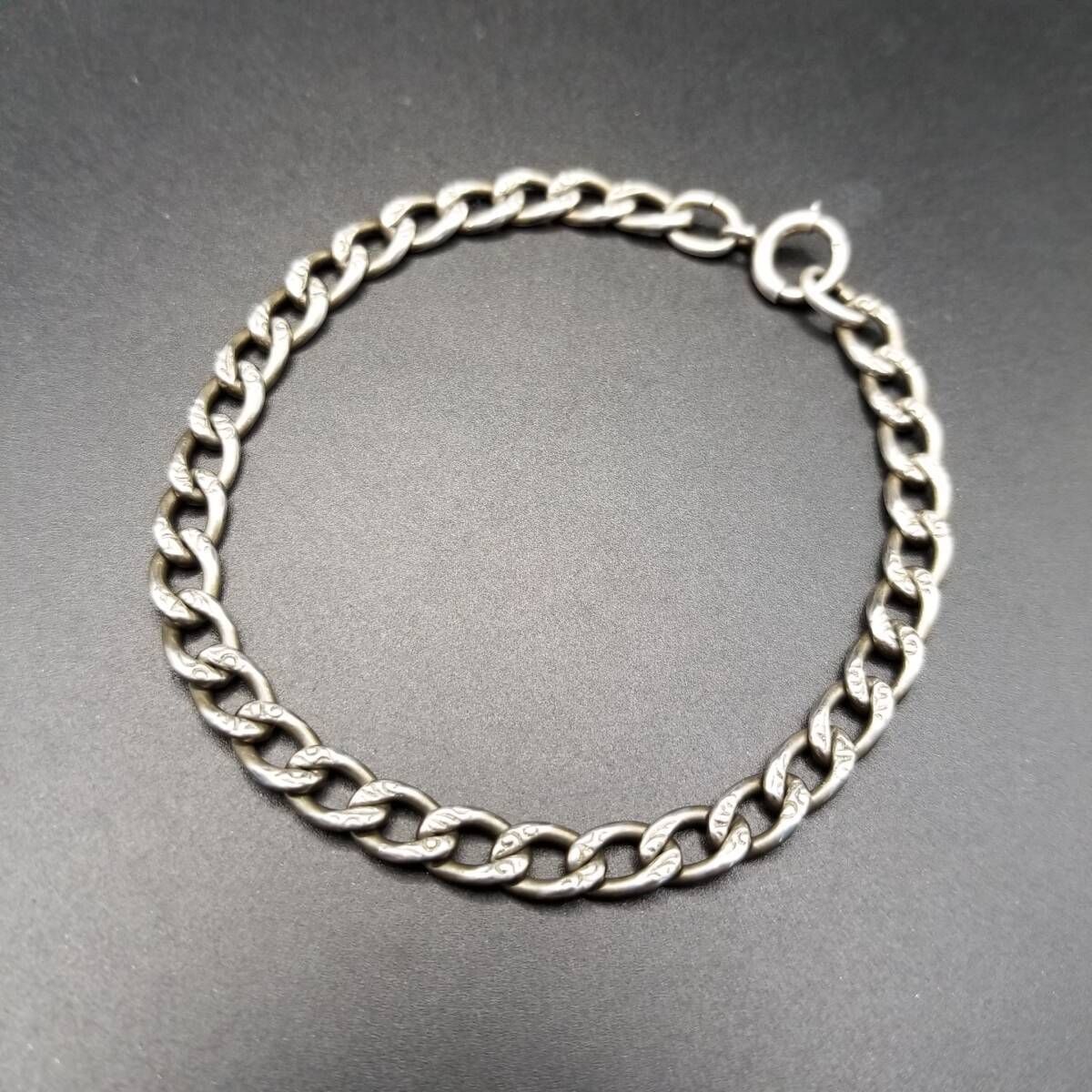 レトロ フローラルパターン 喜平チェーン 925 シルバー ヴィンテージ ブレスレット 銀 シンプル スタイリッシュ ユニセックス Y24-Z