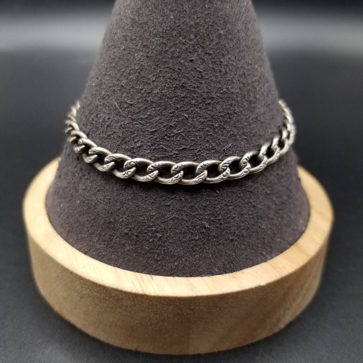 レトロ フローラルパターン 喜平チェーン 925 シルバー ヴィンテージ ブレスレット 銀 シンプル スタイリッシュ ユニセックス Y 24-Z