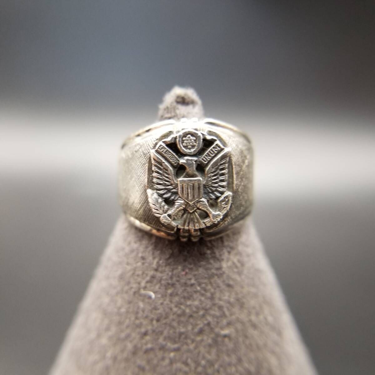 WWII期 Dee Bee社製 ヴィンテージ アメリカ国章 白頭鷲 925 シルバー チャーム シグネットリング型 銀 US Army Y 24-Y