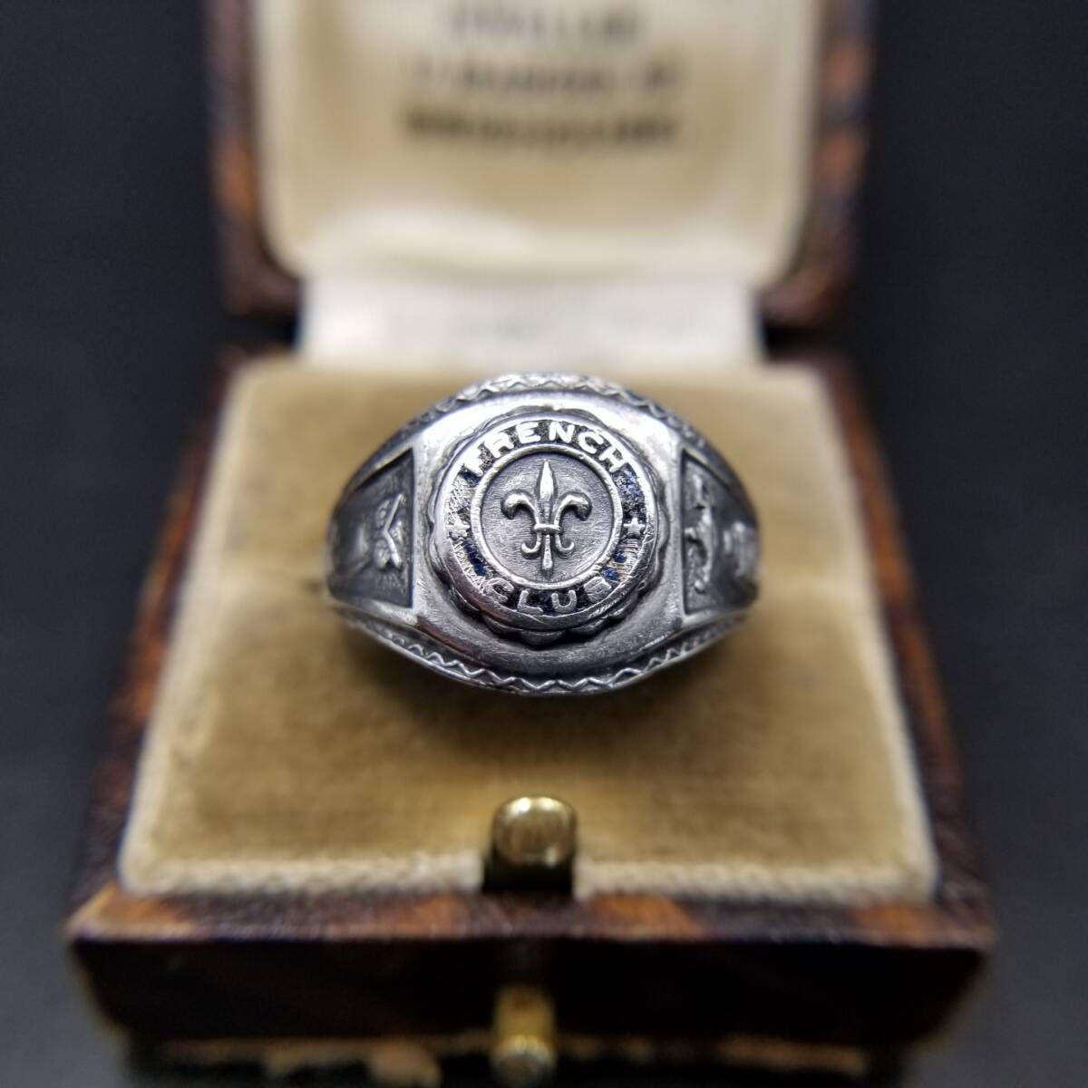 Bale社製 Fleur de Lis Society French Club ヴィンテージ メンバーズ リング 925 シルバー シグネット 銀 指輪 フクロウ彫金 Y24-X