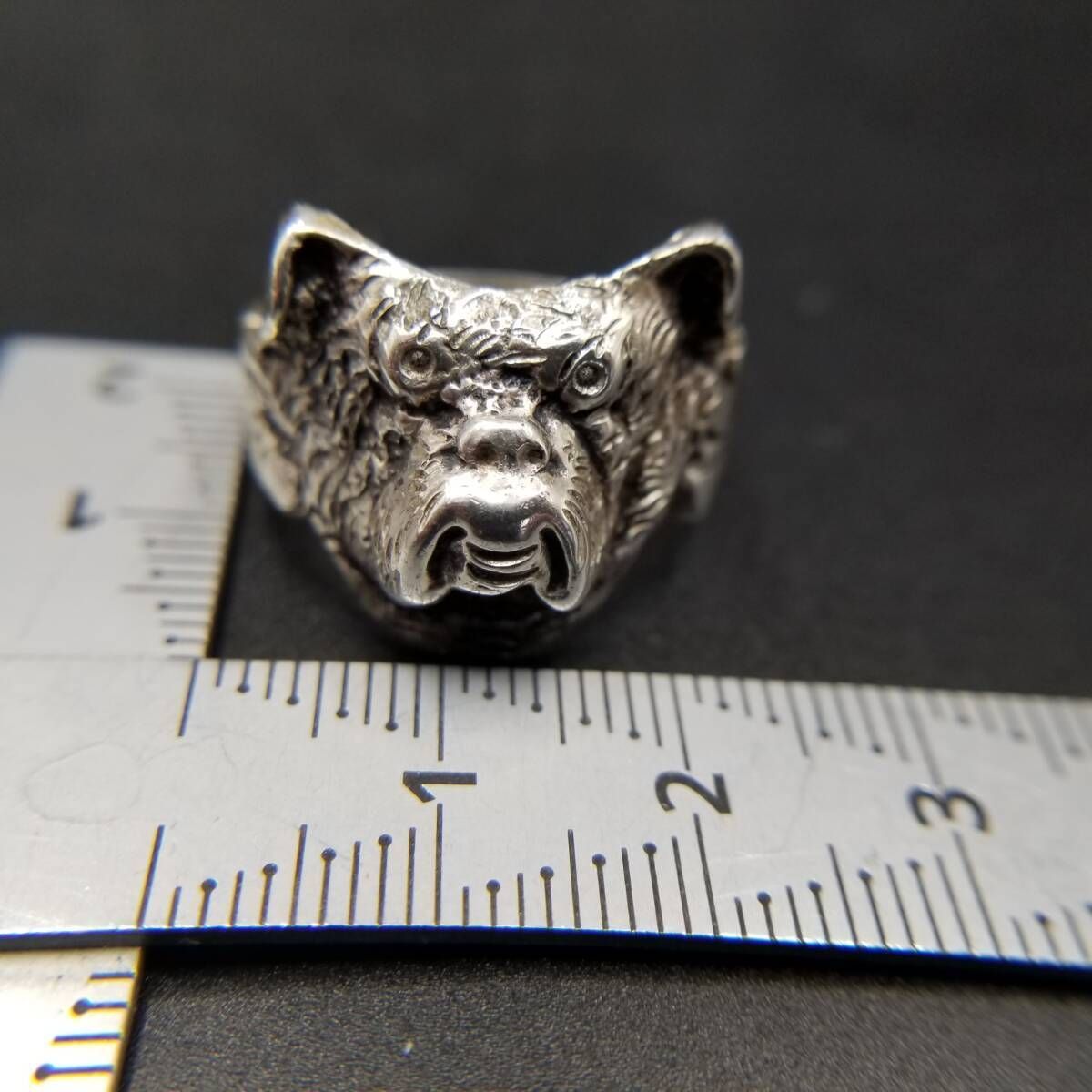 ブルドッグ フェイス 犬 立体彫刻 925 シルバー ヴィンテージ ドッグ