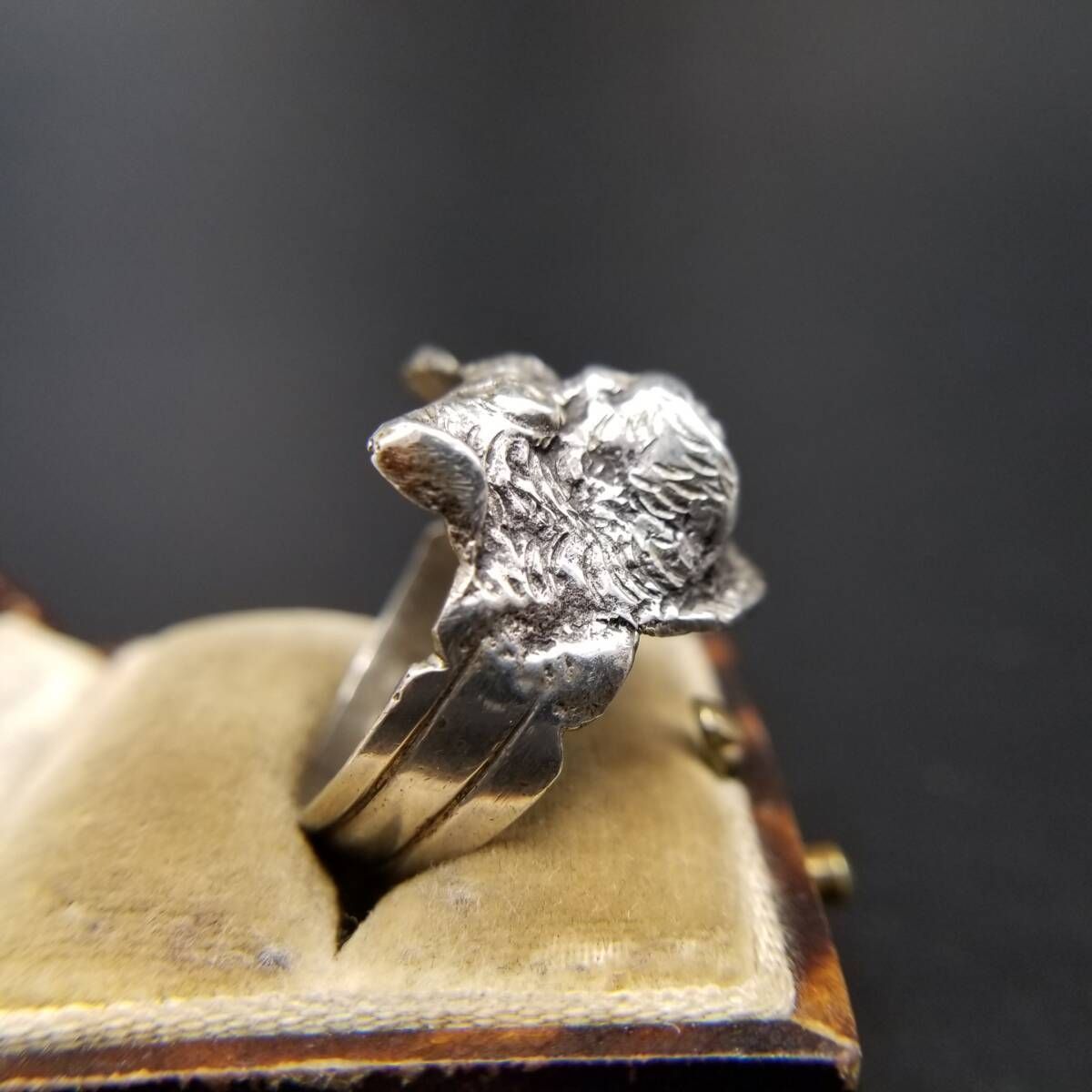 ブルドッグ フェイス 犬 立体彫刻 925 シルバー ヴィンテージ ドッグ