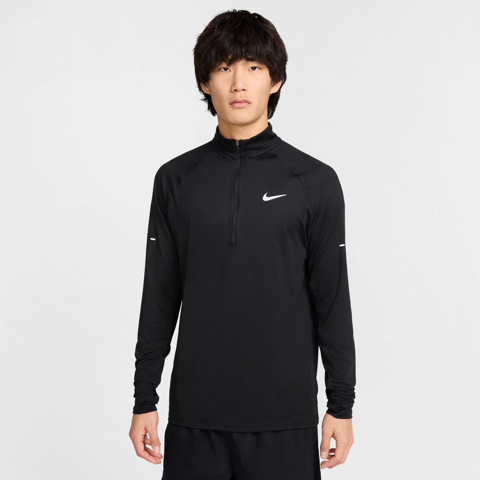 NIKE ナイキ メンズ Dri-FIT 1 4ジップ ランニングトップ 長袖 ハーフジップ 通気 速乾 リフレクト 再帰反射 UVA UVB保護 HV 2181 010 ブラック 黒