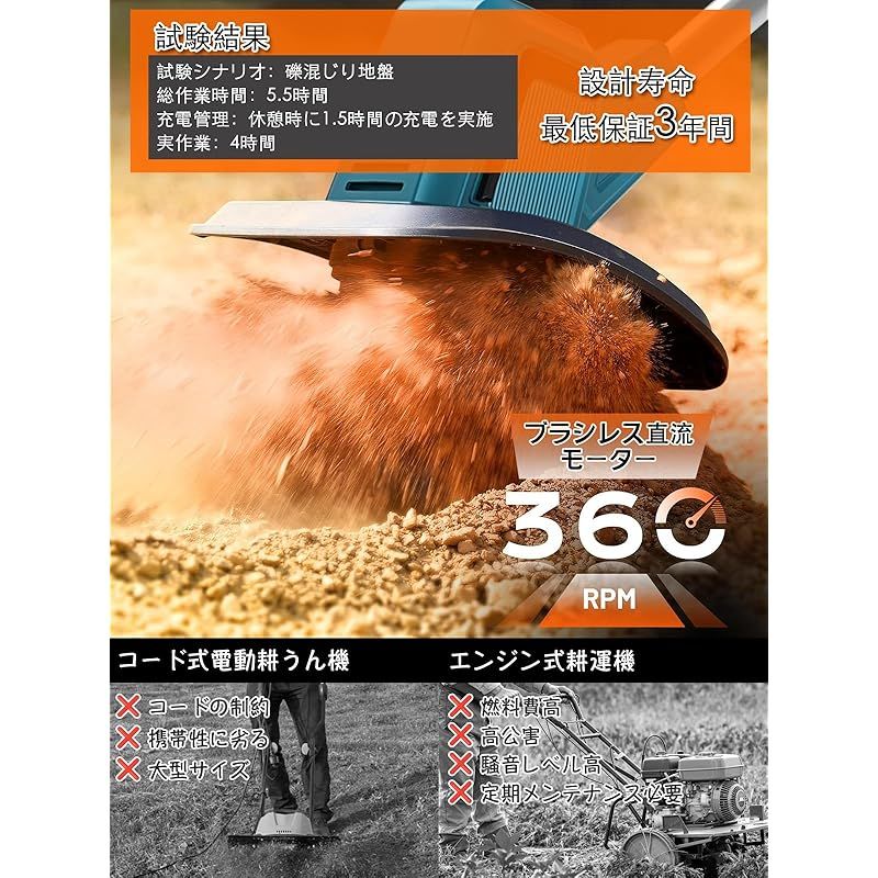 家庭用 耕運機 充電式耕うん機 | (耕幅255mm⁄耕深220mm)2