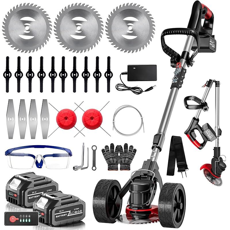 草刈り機 充電式 コードレス 2025 草刈機 大容量バッテリー2個搭載 残量表示 3時間運行 マキタ18Vバッテリー対応 電動草刈り機 充電式草刈り機 安全 軽量 低騒音 角度調整 伸縮 4種替刃 肩掛けバンド 補助輪 芝刈り機 多地形対応