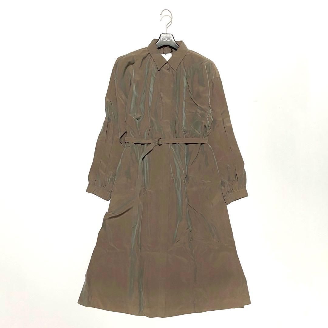 LOVELESS ラブレス ロングワンピース シャツワンピース とろみ 玉虫 ベルト カーキ ブラウン 34 XS