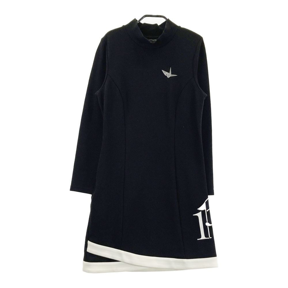 サイズ 2 GOLF ハイネック 長袖ワンピース ブラック系 ゴルフウェア レディース ストスト
