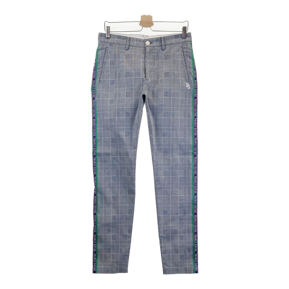 サイズ 4 PEARLY GATES パーリーゲイツ 30周年モデル ロングパンツ ロゴライン チェック柄 ネイビー系 240101559500 ゴルフウェア メンズ ストスト