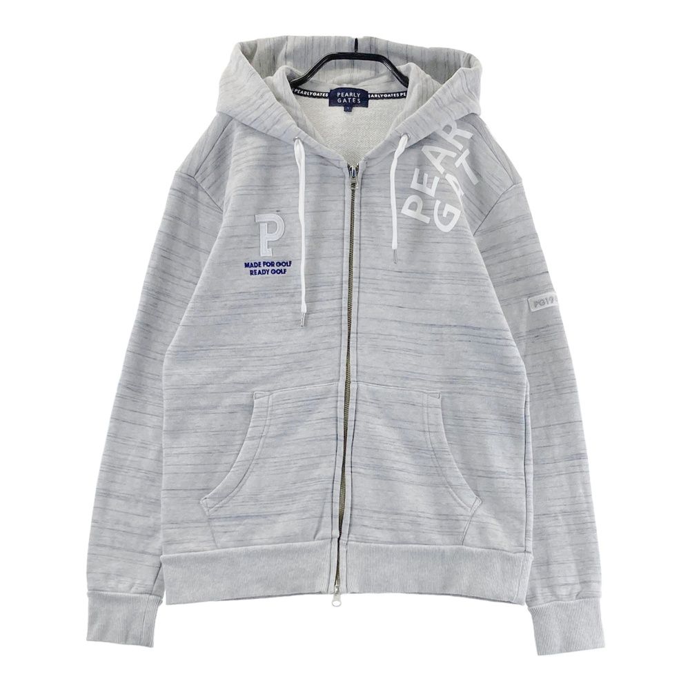 サイズ 1 PEARLY GATES パーリーゲイツ モデル スウェット ジップパーカー ロゴ ボーダー柄 グレー系 240101559851 ゴルフウェア レディース ストスト