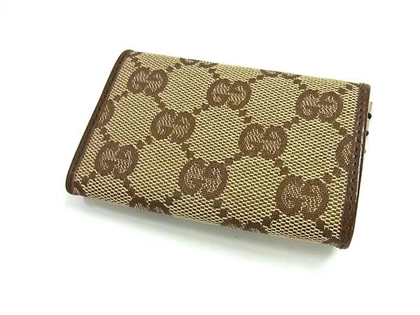 GUCCI グッチ GG柄 GGキャンバス×レザー 6連 キーケース 鍵付き メンズ