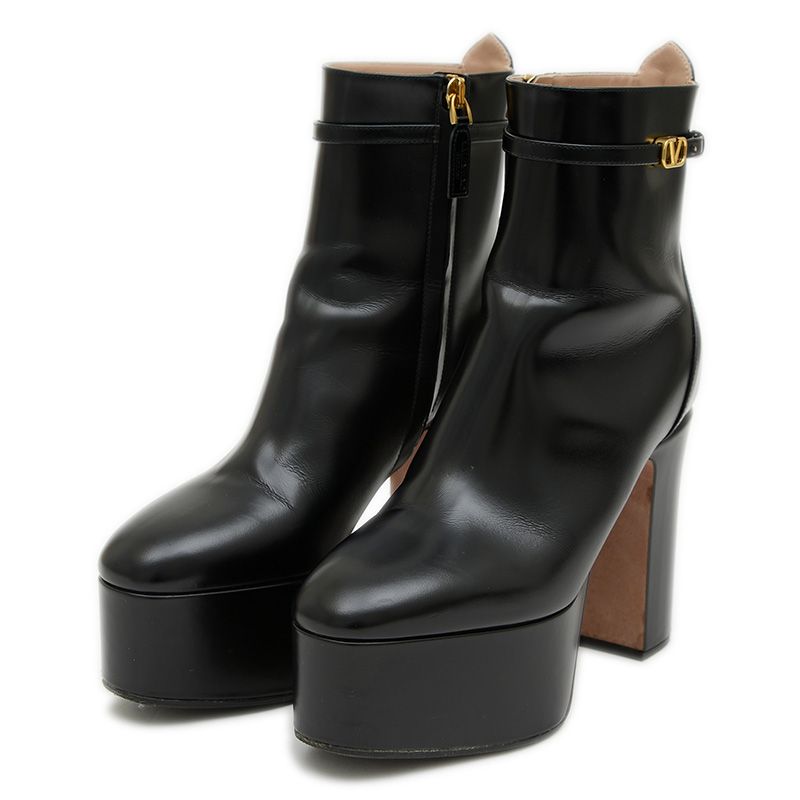 ヴァレンティノ ショートブーツ レザー ブラック レディース 36.