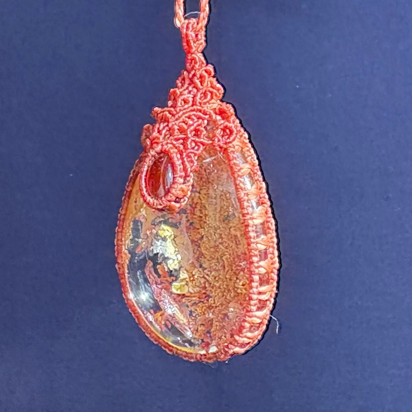 ガーデンクォーツ ガーネットのマクラメネックレス