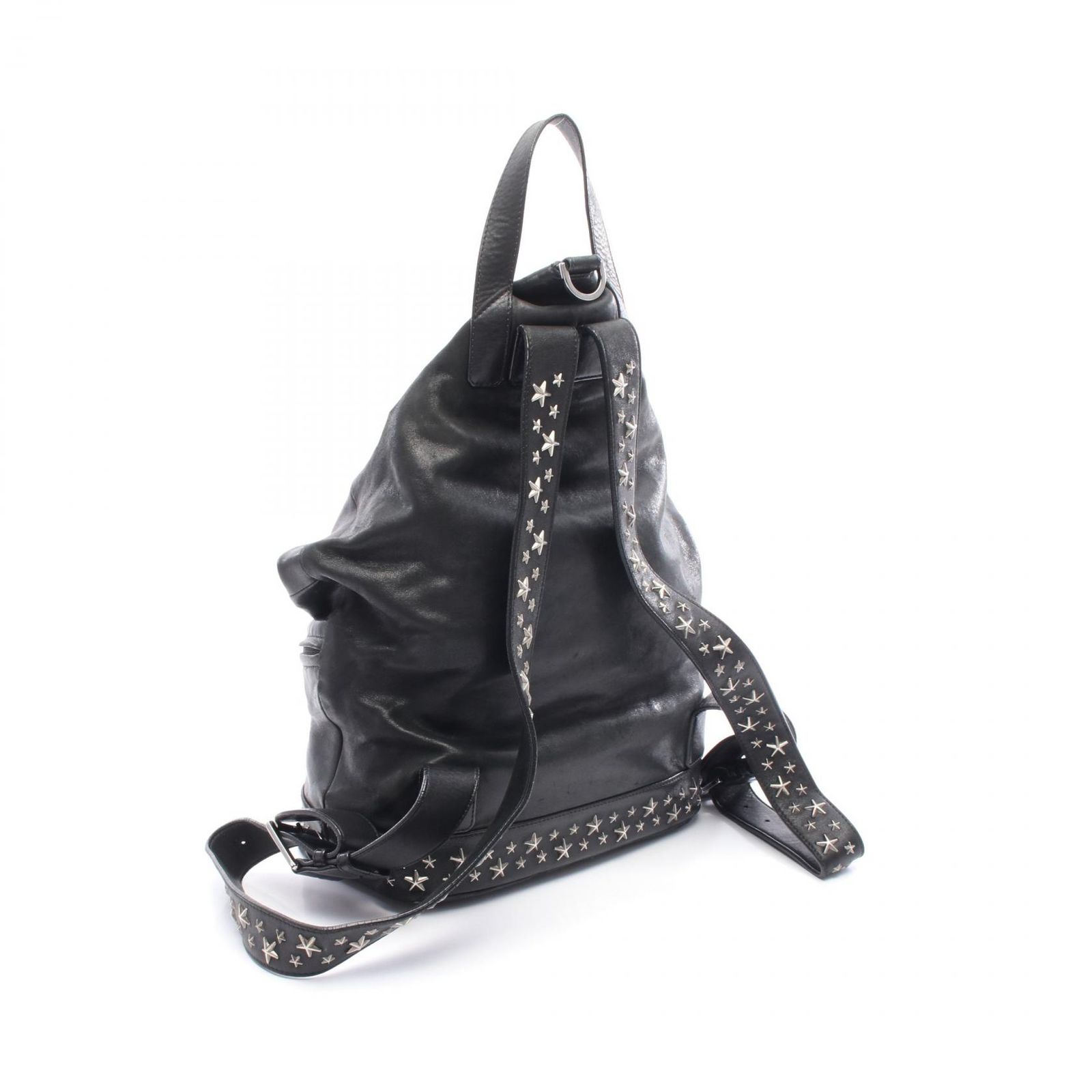 ジミーチュウ JIMMY CHOO リュックサック バックパック FITZROY フィッツロイ ブラック レザー フィッツロイ スタースタッズ バッグパック レディース Used B