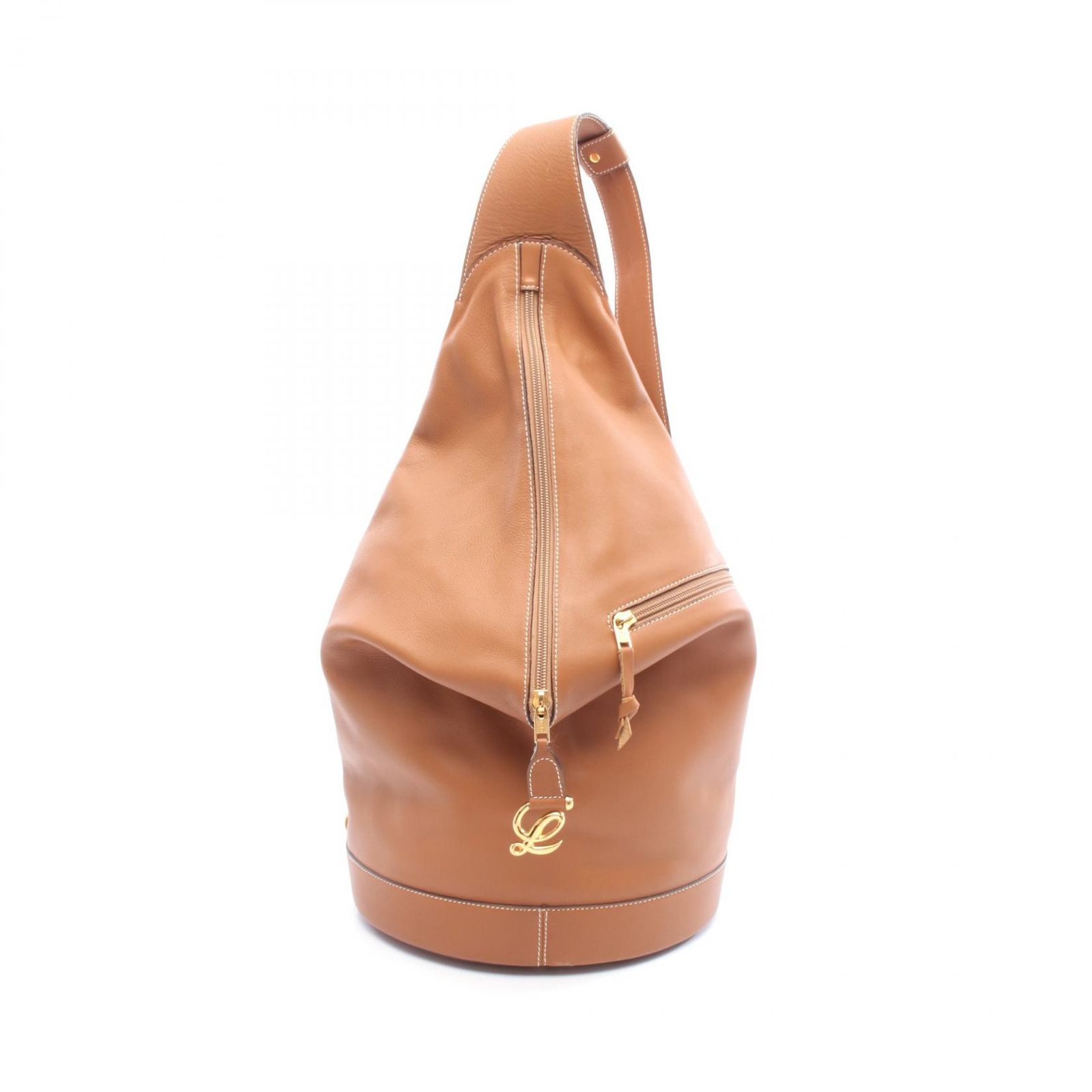 ロエベ LOEWE リュックサック バックパック アントン ブラウン レザー アントン バックパック レディース Used B