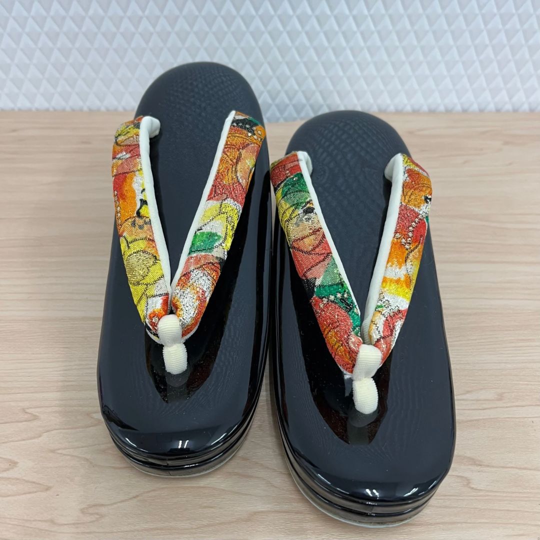 草履バッグ 彩小径 オレンジ 花模様 フリーサイズ zb-006