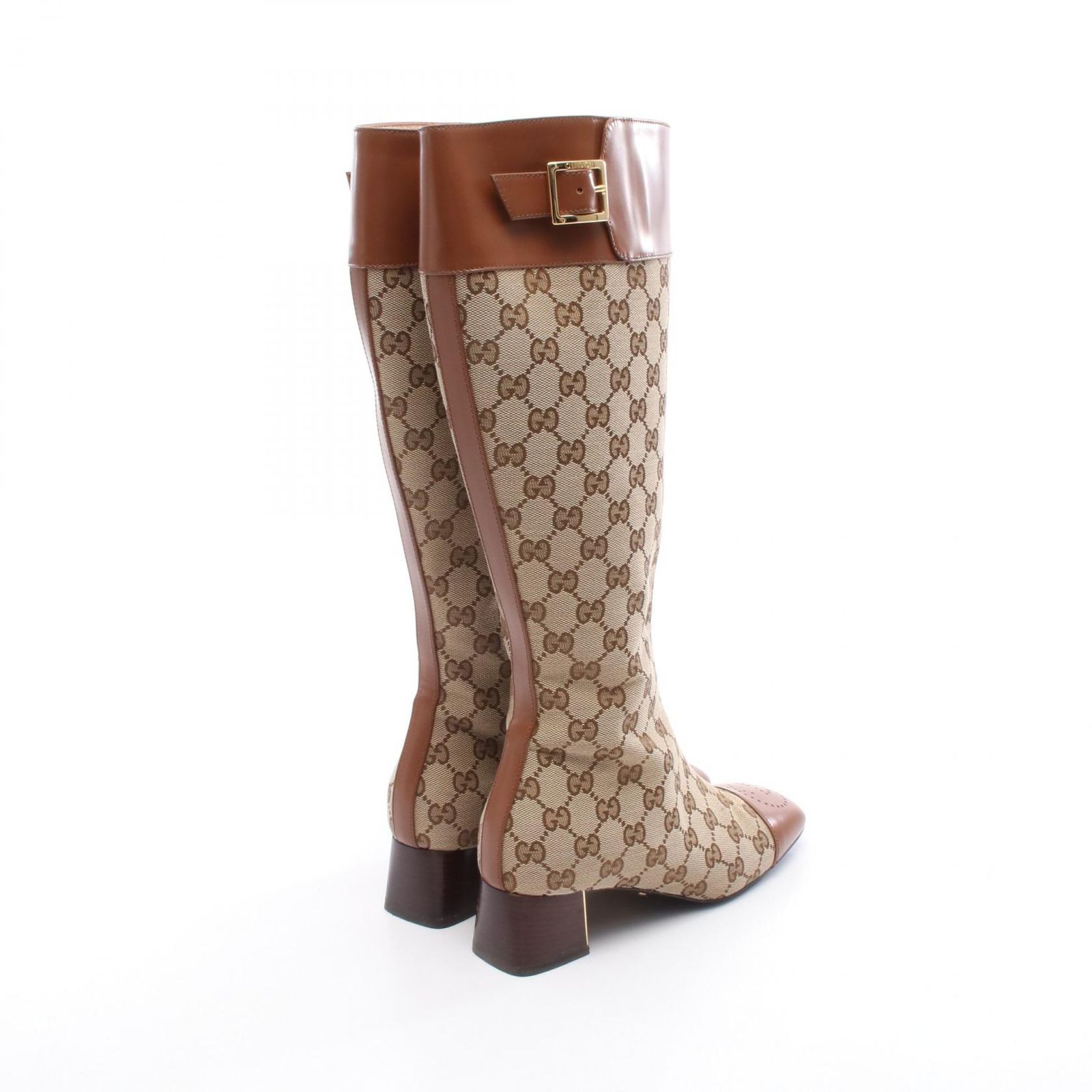 グッチ GUCCI ブーツ GGキャンバス 678278 ベージュ キャンバス レザー ロングブーツ レディース A