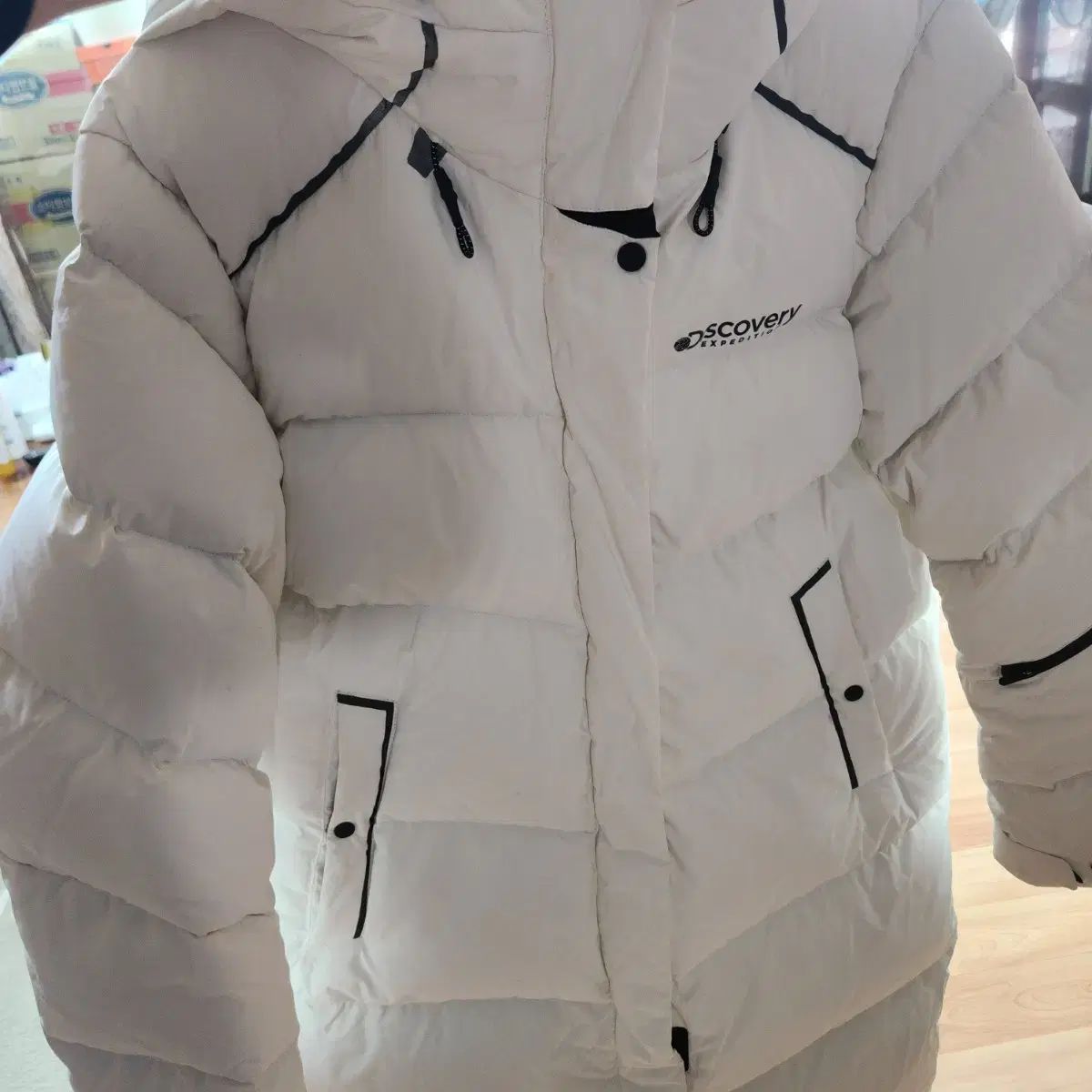 DISCOVERY 白 ダウンジャケット ロング丈 レディース