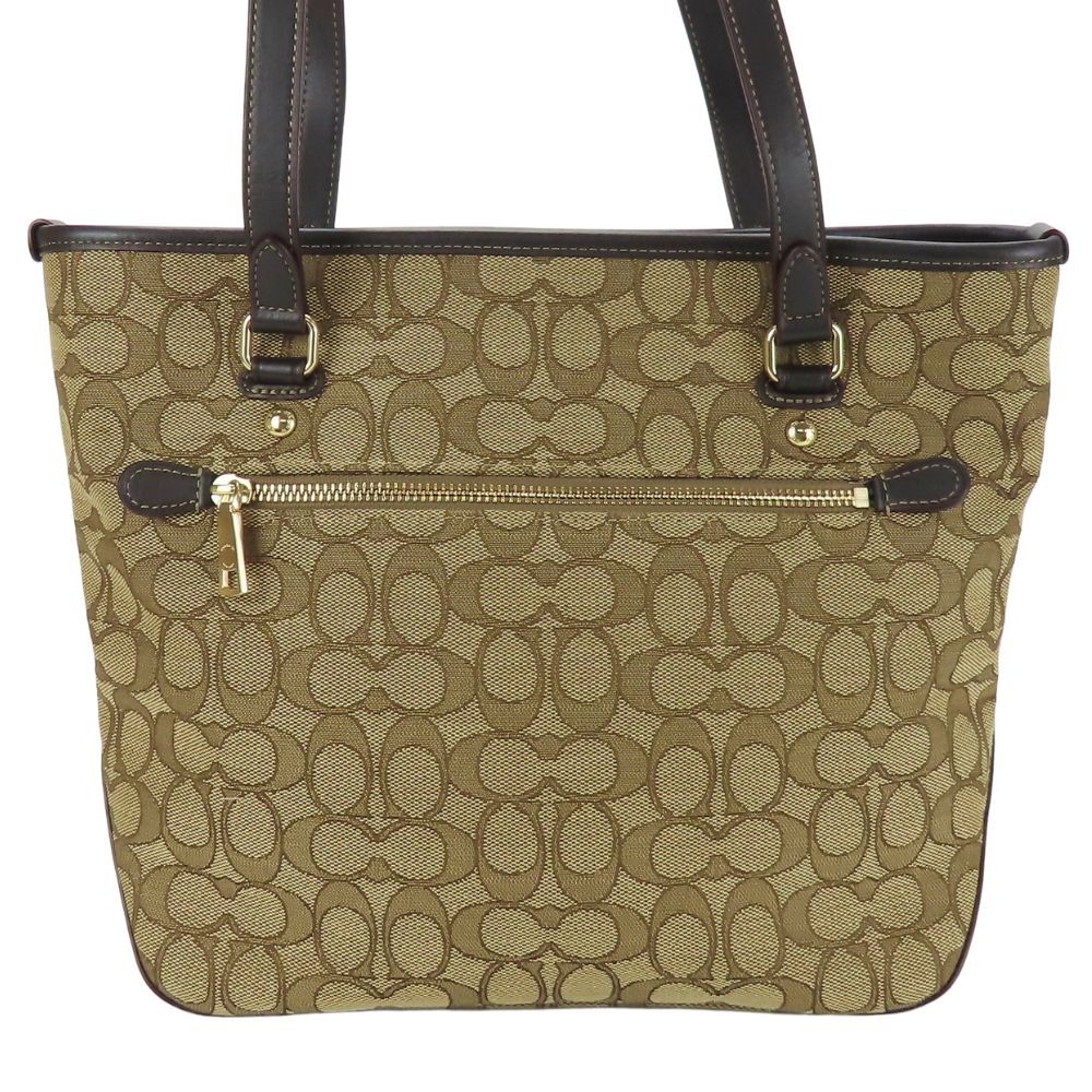 中古 コーチ トートバッグ F58282 シグネチャー キャンバス レザー ベージュ ブラウン 肩掛け 普段使い レディース 女性 COACH 中古】 コーチ トートバッグ F58282 シグネチャー キャンバス レザー