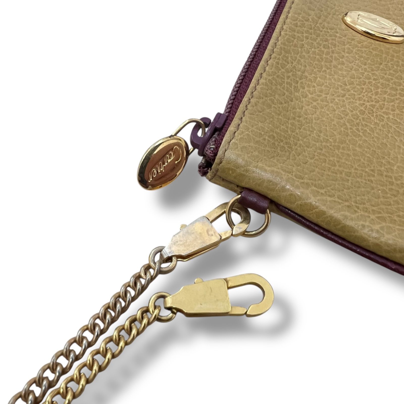 カルティエ マストライン マスタード チェーン ポーチ コインケース