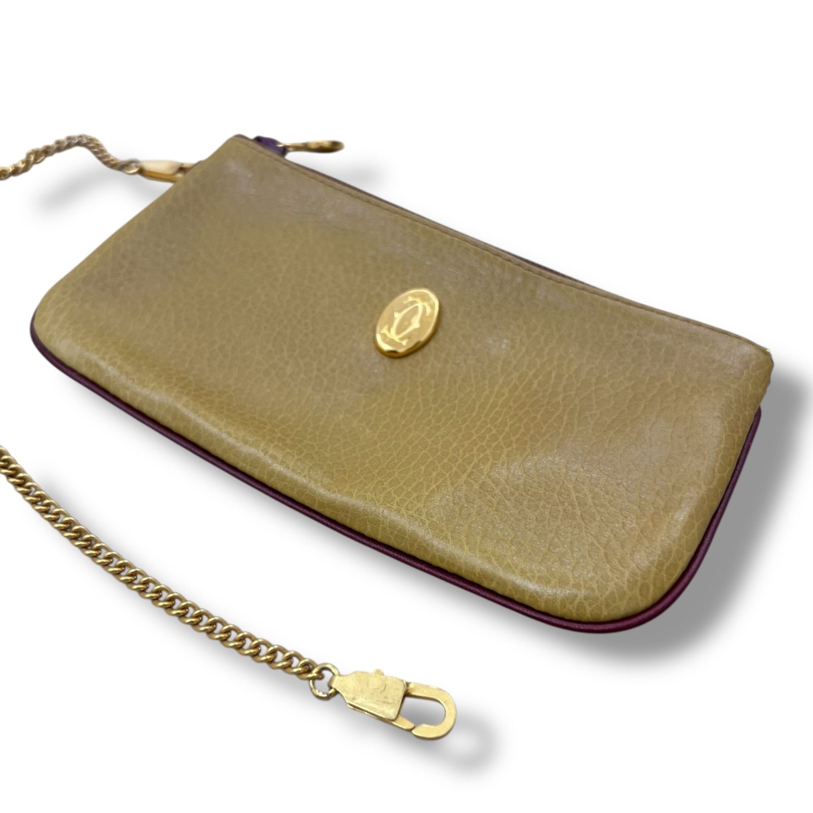 Y カルティエ マストライン マスタード チェーン ポーチ コインケース 小物入れ ゴールド ヴィンテージ