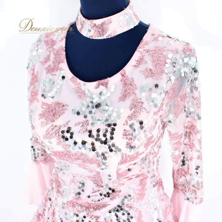 社交ダンス 衣装 ドレス ワンピース パーティ衣装 女性用 オールシーズン prima boutique プリマブティック ピンク系 スパンコール 華やか おそろい チョーカー ショートスリーブ 軽量 フェミニン ストレッチ 高品質 フォーマル