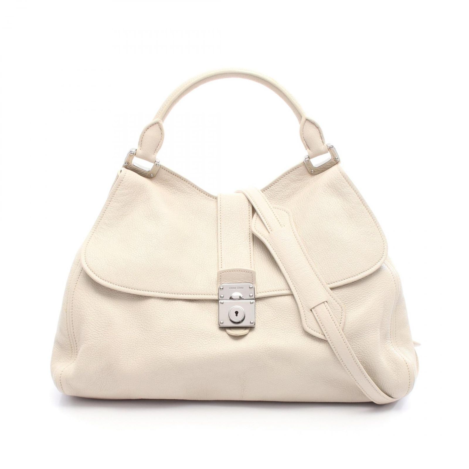 ミュウ ミュウ Miu Miu ハンドバッグ MADRAS マドラス RN0774 アイボリー レザー 2WAYショルダーバッグ レディース Used B