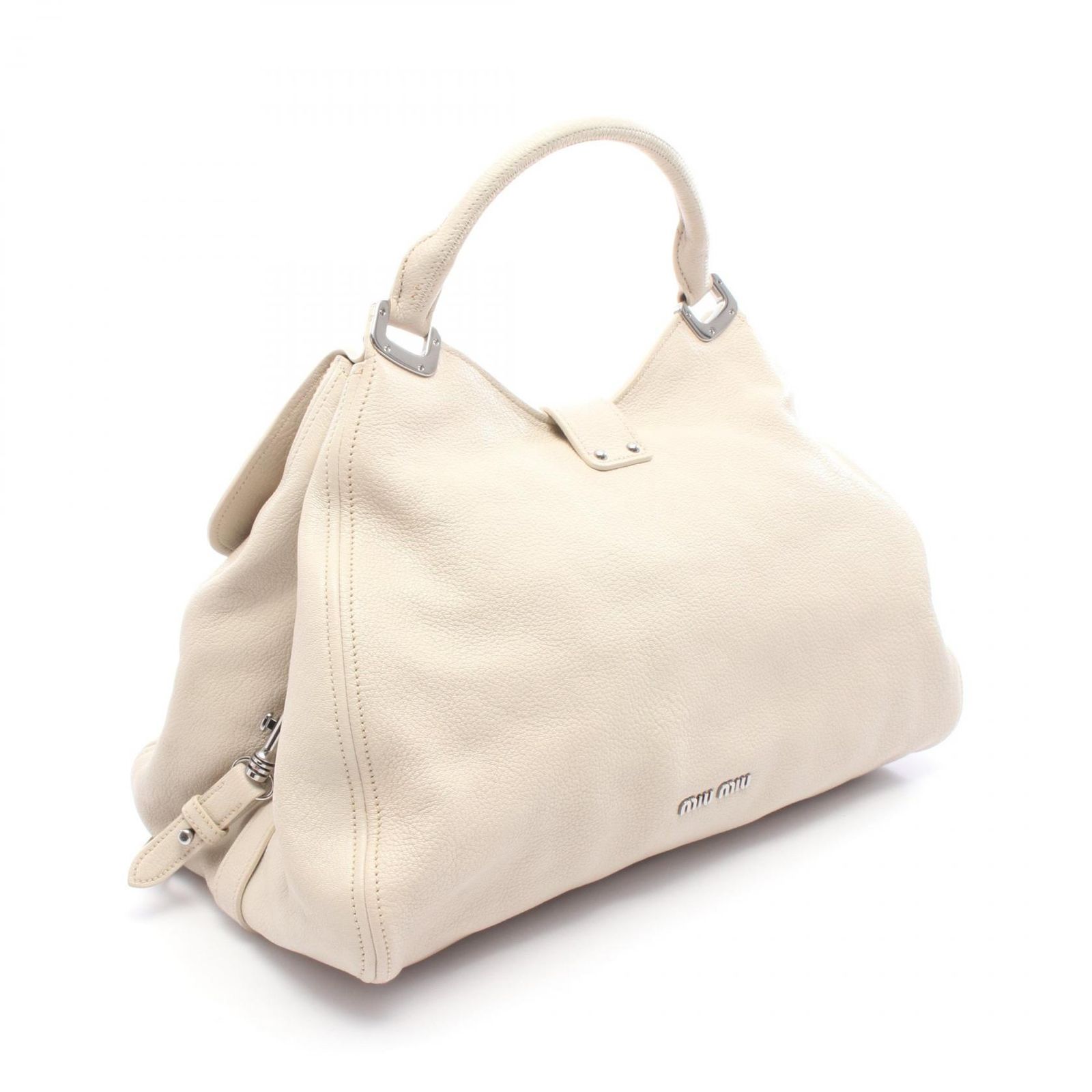 ミュウ ミュウ Miu Miu ハンドバッグ MADRAS マドラス RN0774 アイボリー レザー 2WAYショルダーバッグ レディース Used B