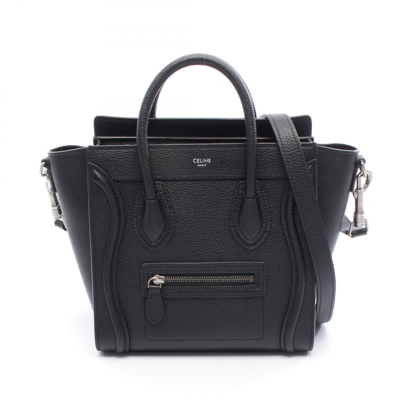 セリーヌ CELINE ハンドバッグ ラゲージ ナノショッパー 189243DRV ブラック レザー ラゲージ ナノ ショッパー レディース Used A