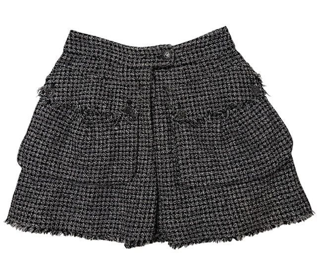 シャネル 11Pビッグポケット付フリンジツイードフ ースカート CHANEL