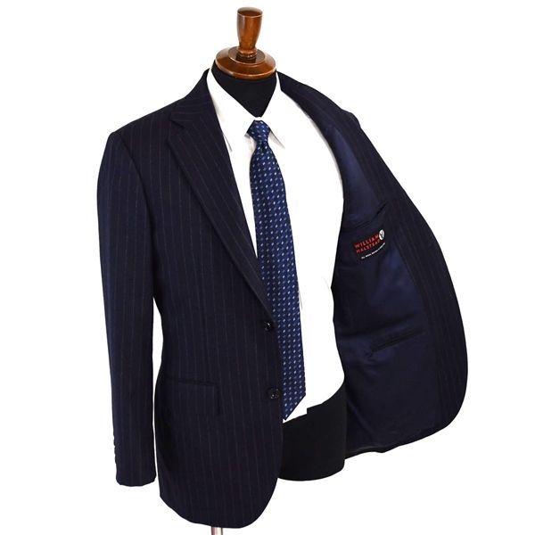 Jプレス 段返り 3つボタン シングルスーツ M A6 ダークネイビー ストライプ ノータック J.PRESS SR-OV-SW-9900 合物 春秋 5XK011 メンズビジネス 202511