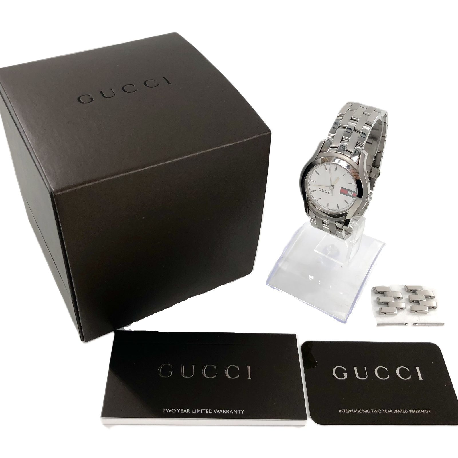 GUCCI グッチ 5500 M シェリーライン SS QZ ホワイト文字盤 メンズ腕時計 稼働品 PF 441