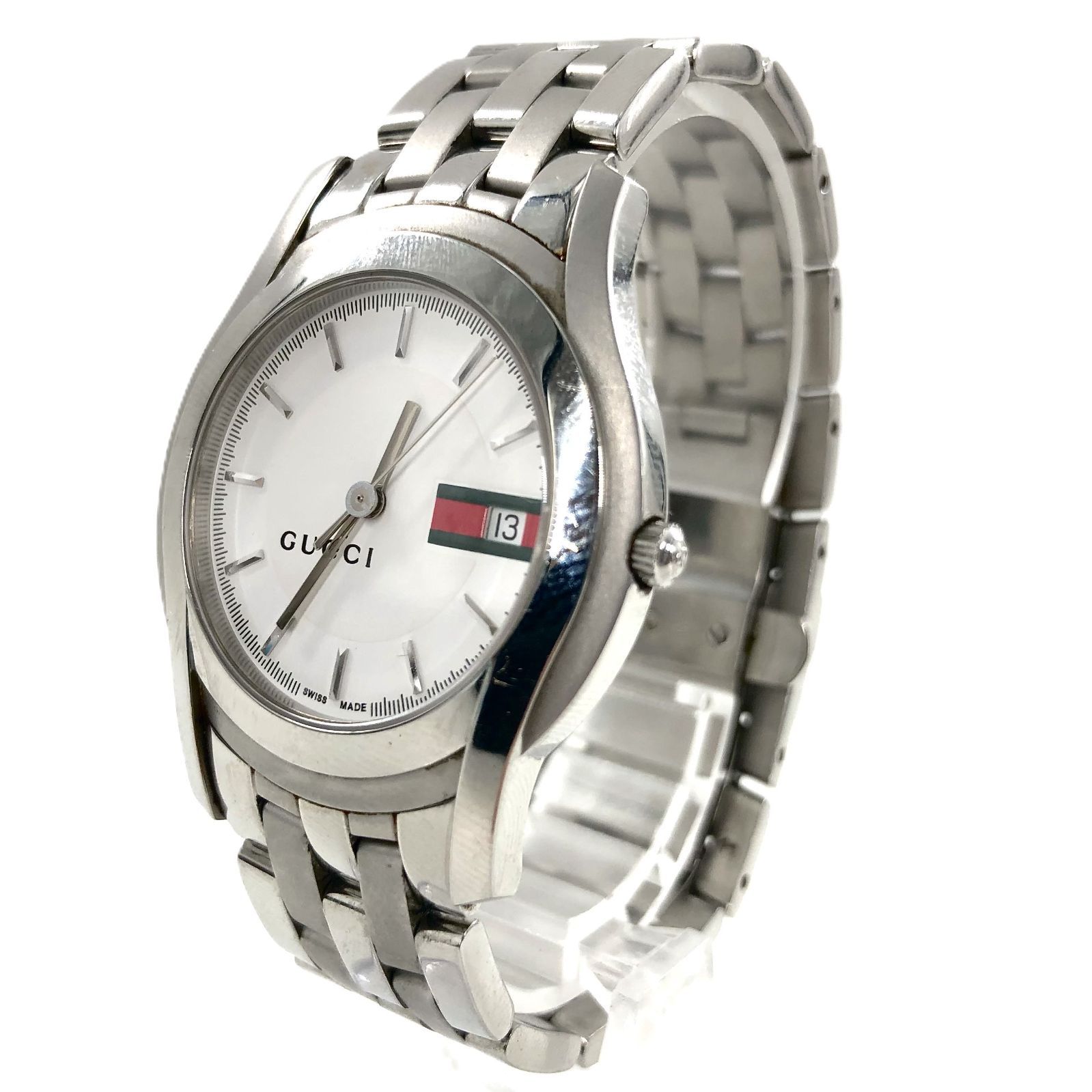 GUCCI グッチ 5500M シェリーライン SS QZ ホワイト文字盤 メンズ腕時計 稼働品 PF-441