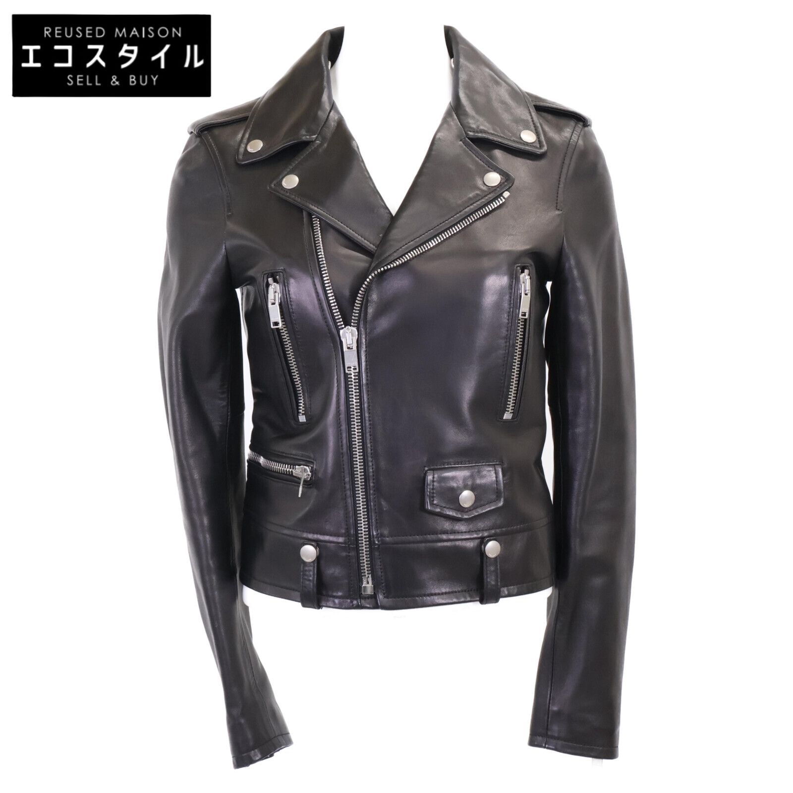 SAINT LAURENT PARIS サンローランパリ 正規 15年製 397287 Y5YA2 エディ期 ラムレザー ダブルライダース ジャケット 36