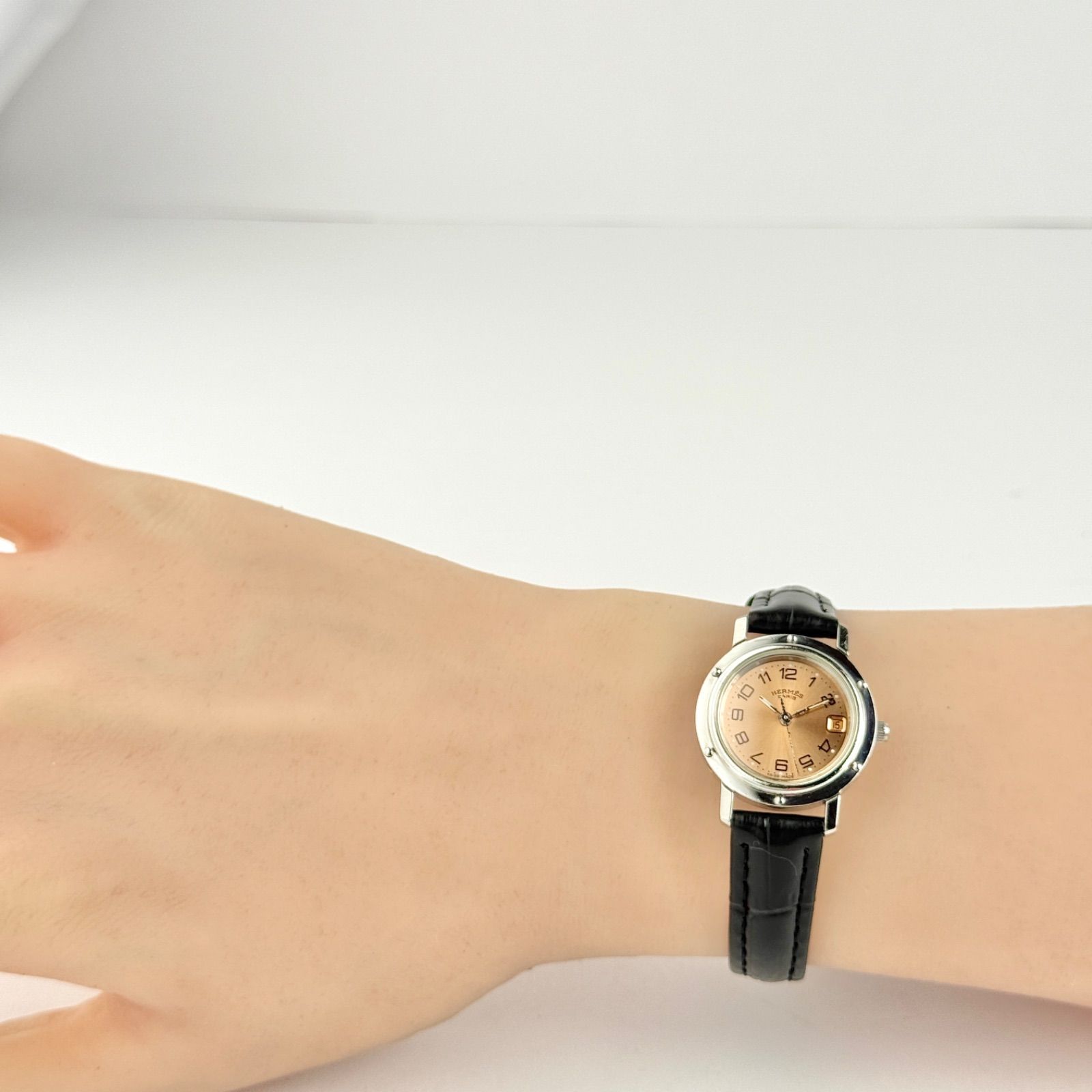 エルメス クリッパー CL4.210 新品ベルト 新品電池 レディース 042