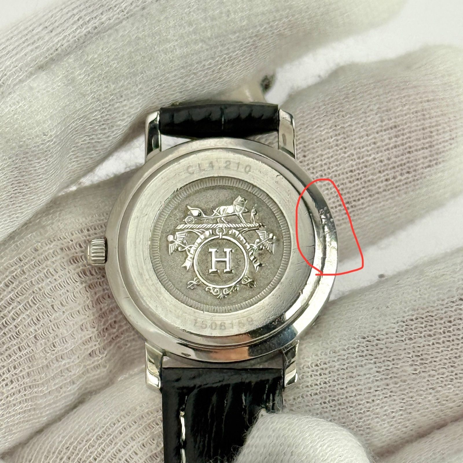 エルメス クリッパー CL4.210 新品ベルト 新品電池 レディース 042