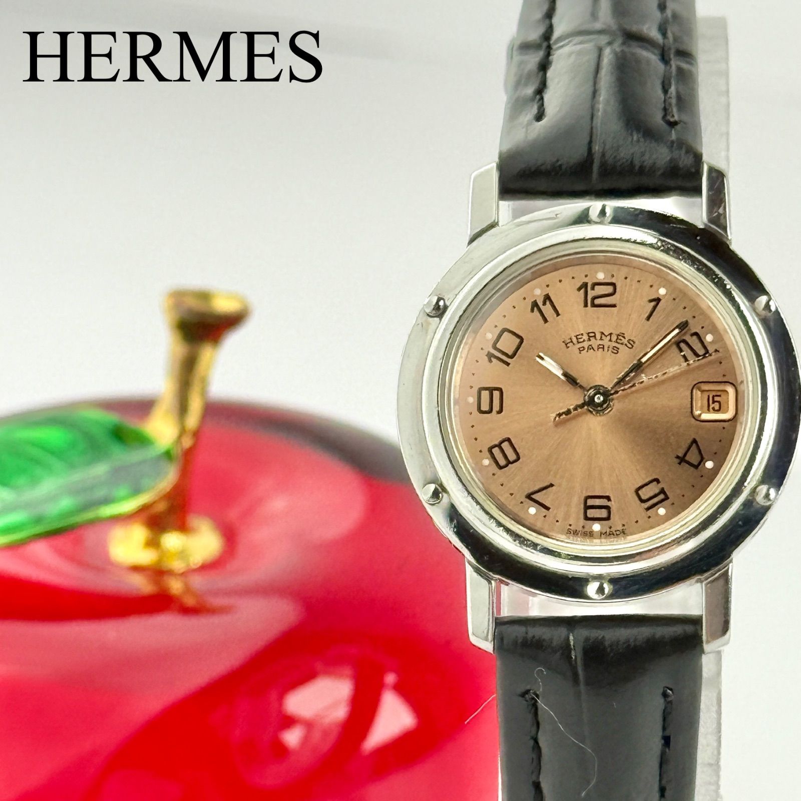 エルメス クリッパー CL4.210 新品ベルト 新品電池 レディース 042