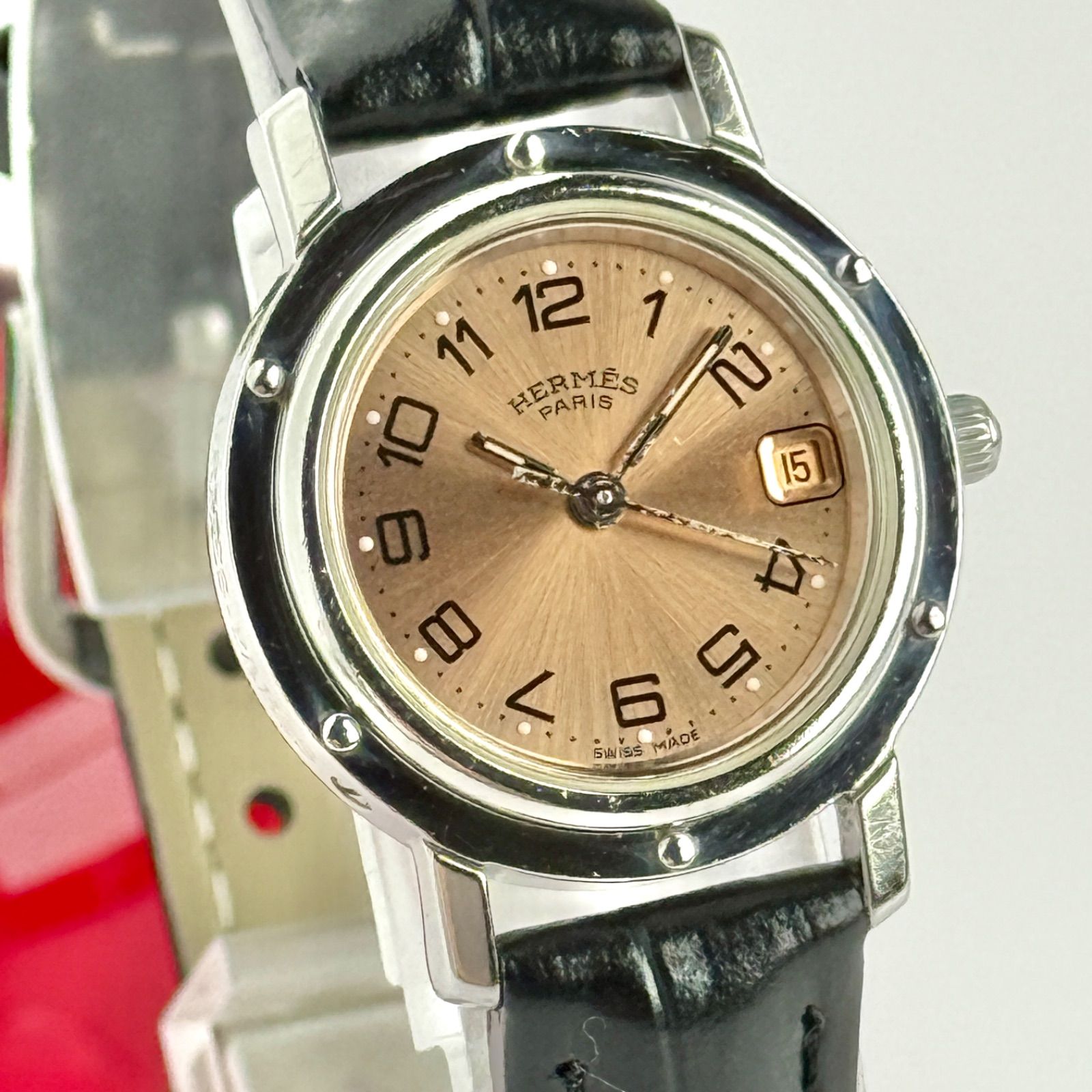 エルメス クリッパー CL4.210 新品ベルト 新品電池 レディース 042