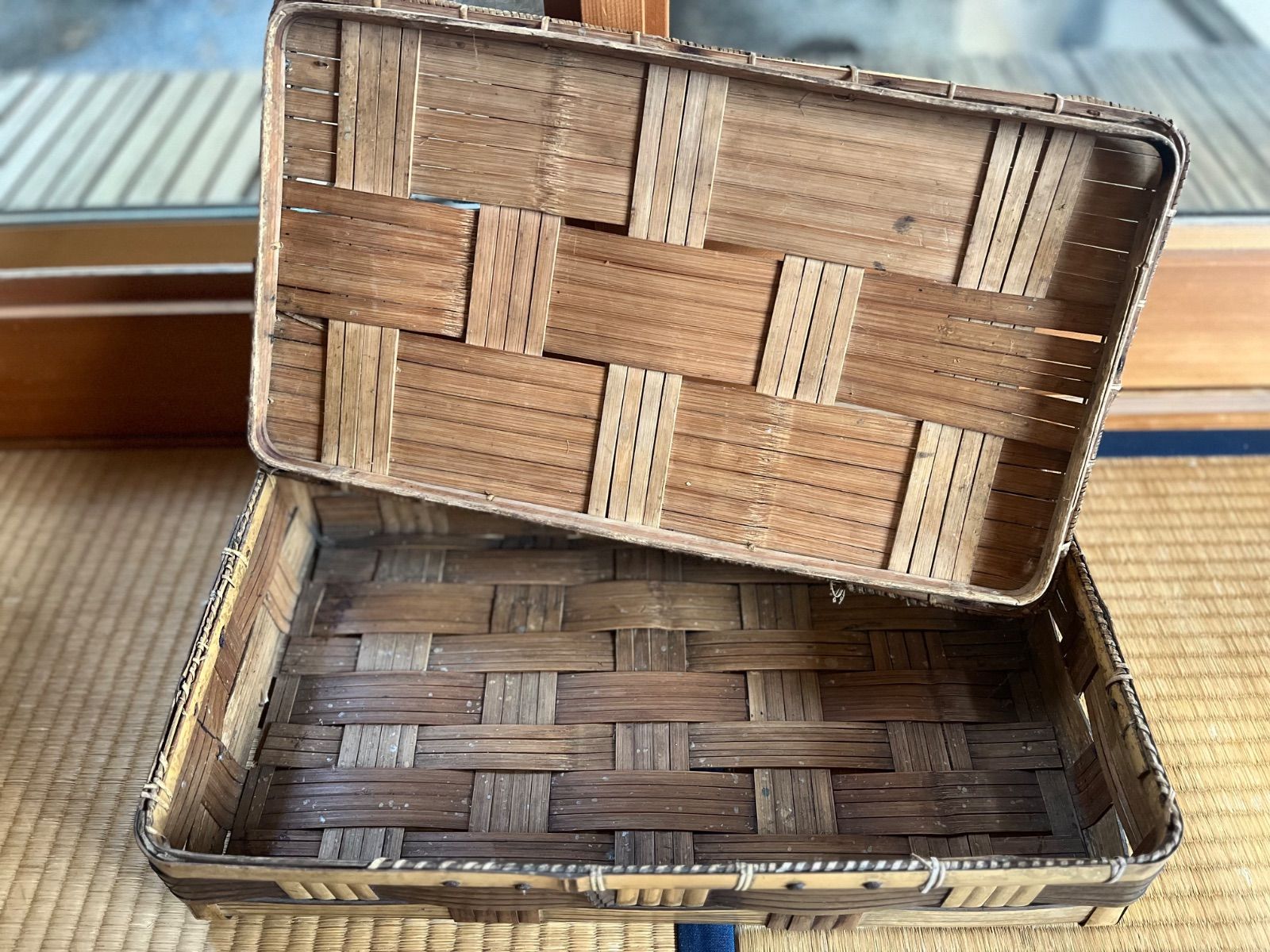 日本 古道具 アンティーク 蓋籠 文箱 竹細工 2セット - メルカリ