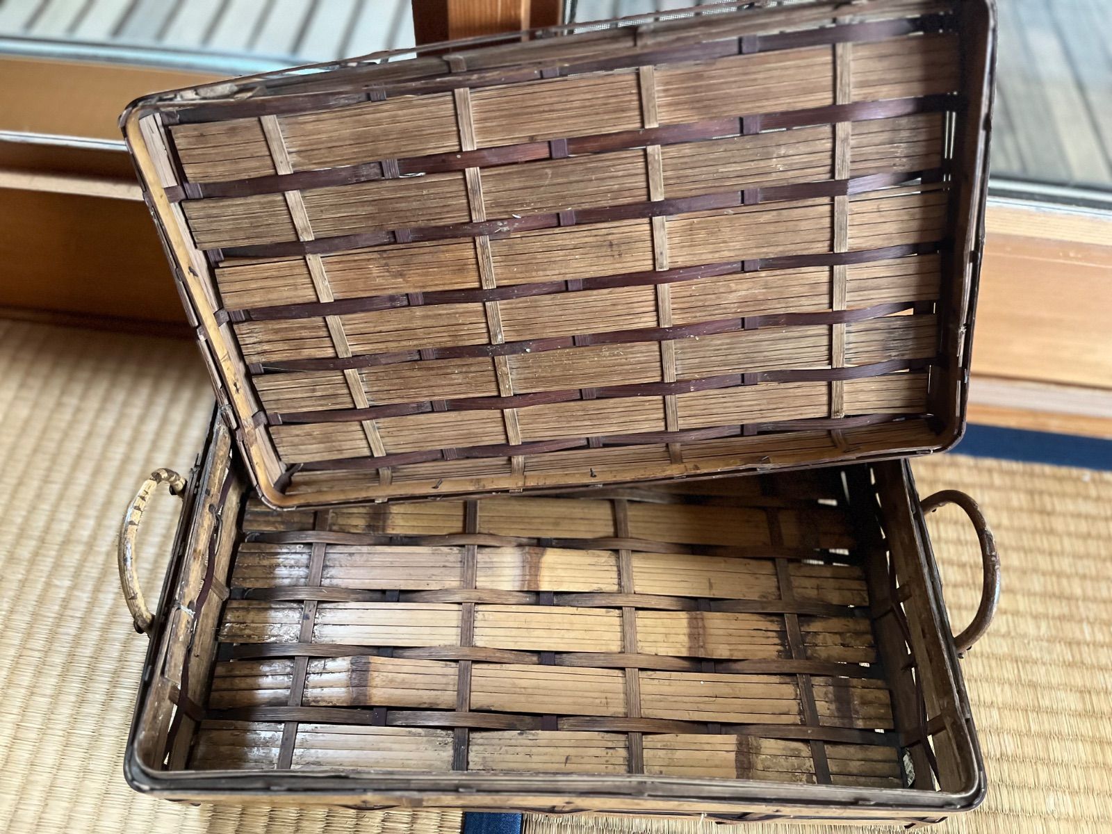 日本 古道具 アンティーク 蓋籠 文箱 竹細工 2セット - メルカリ