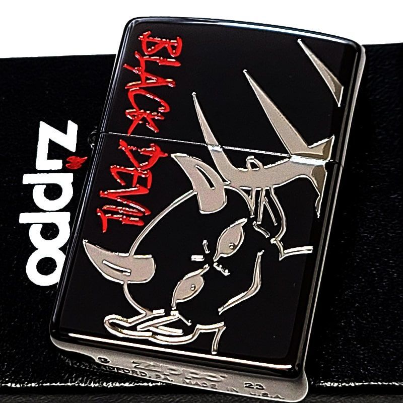 ZIPPO ライター ブラックデビル 両面柄 ジッポ 悪魔 たばこ 銘柄 BLACK DEVIL ブラックニッケル 色差し おしゃれ 黒 彫刻 かわいい ギフト メンズ プレゼント