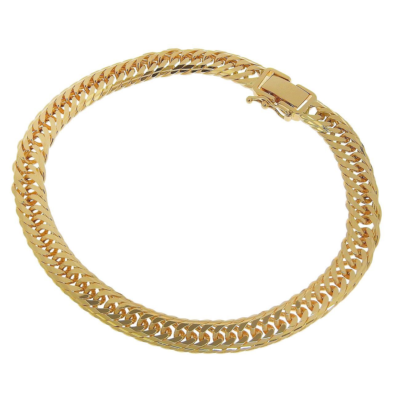 仕上げ K18 YG Mカット トリプル 喜平 ブレスレット 幅 6.4cm 腕周り 19.5cm 約20.6g 18金 イエローゴールド チェーン ジュエリー