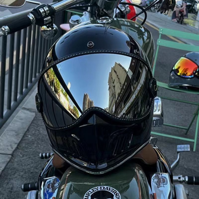 新品レトロ フルフェイスヘルメット｜DOT認証・防寒インナーゴーグルが