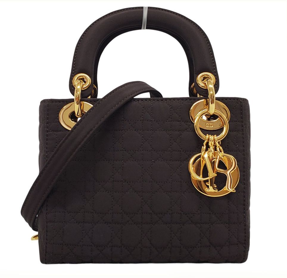 D2907 クリスチャンディオール ミニ レディディオール 2wayハンドバッグ カナージュ ショルダー ベタ無 キャンバス 茶