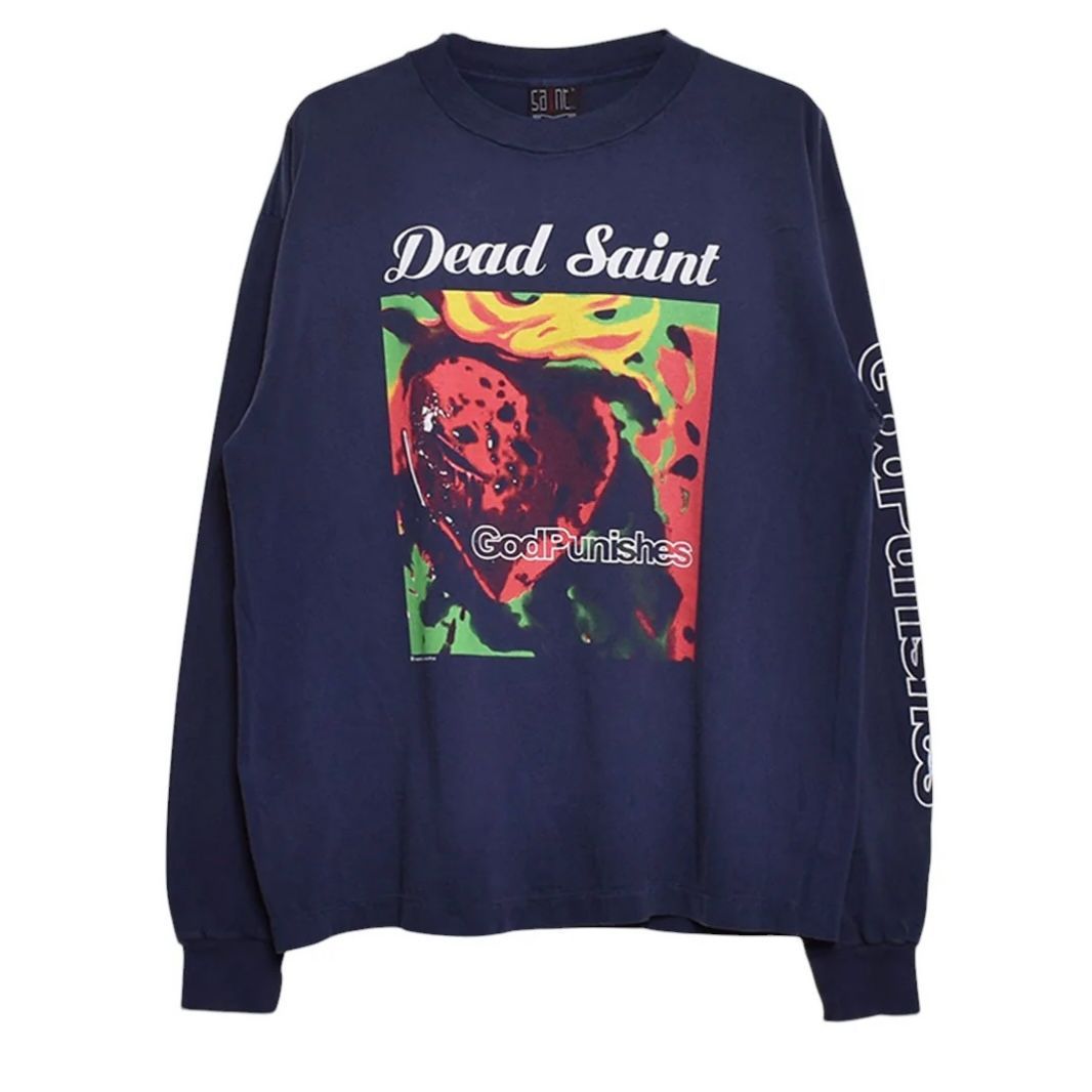 SAINT MXXXXXX LS TEE DEAD SAINT ロンT ネイビー
