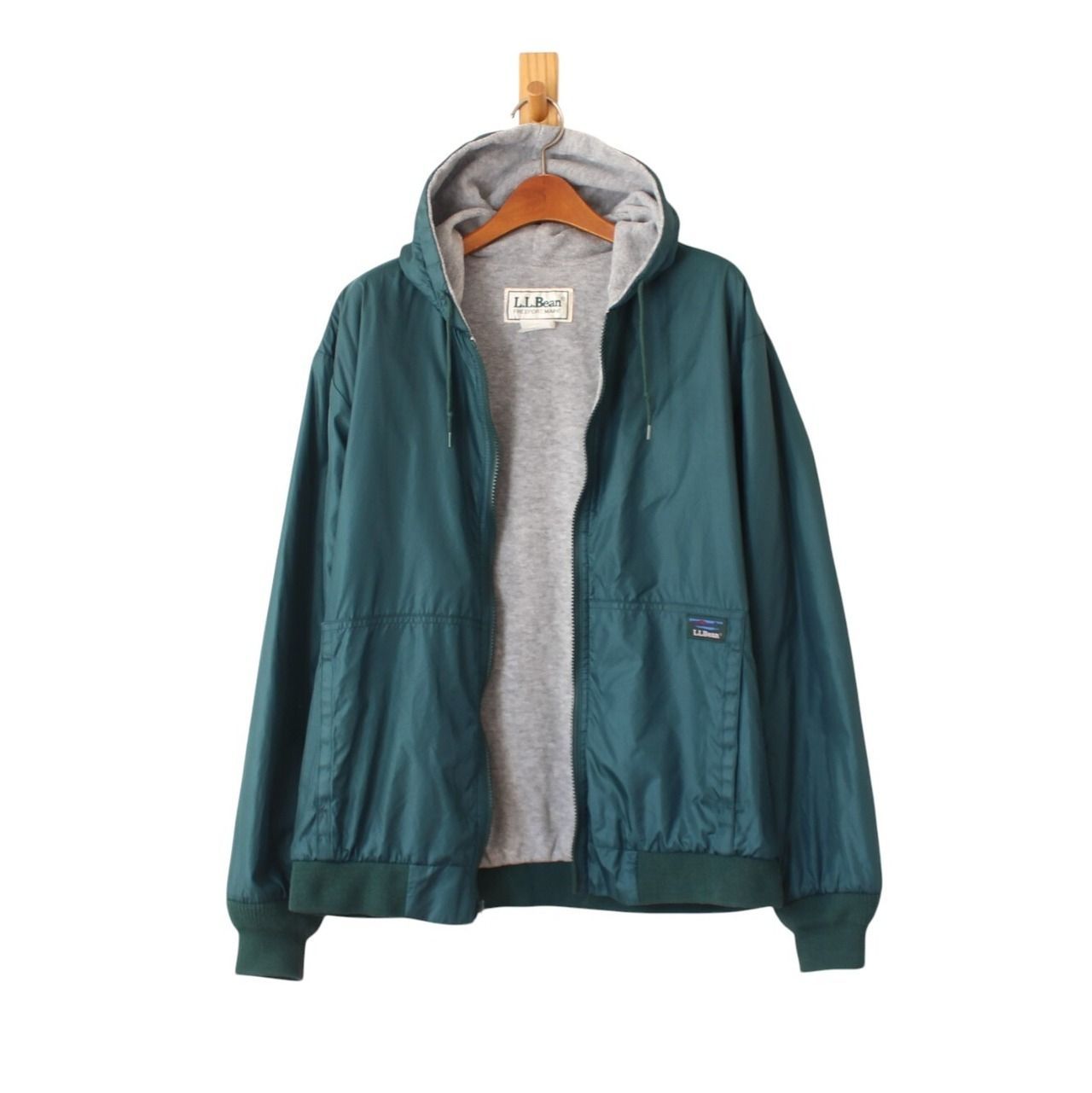 L.L.Bean エルエルビーン ナイロン ジップパーカー 裏フリース USA製 