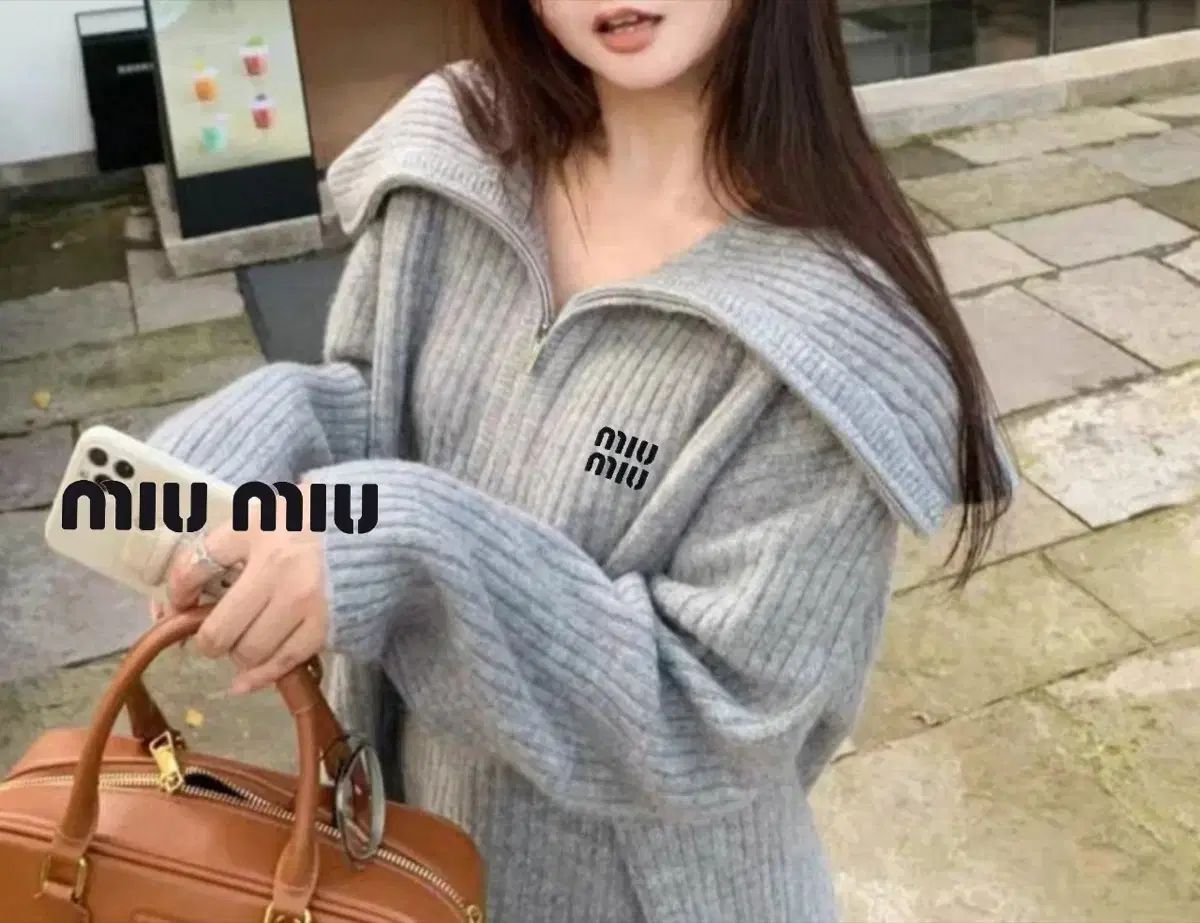 ミミ 刺繍 ロゴ ルーズフィット 半オープン セットアップ